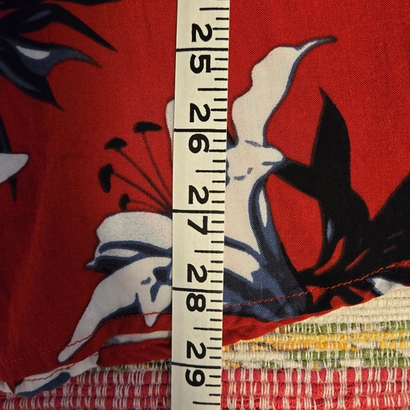 GUESS Mens Floral Viscose Short Sleeve Button Down Tropical Flowers Shirt Red XL - Picture 10 of 10